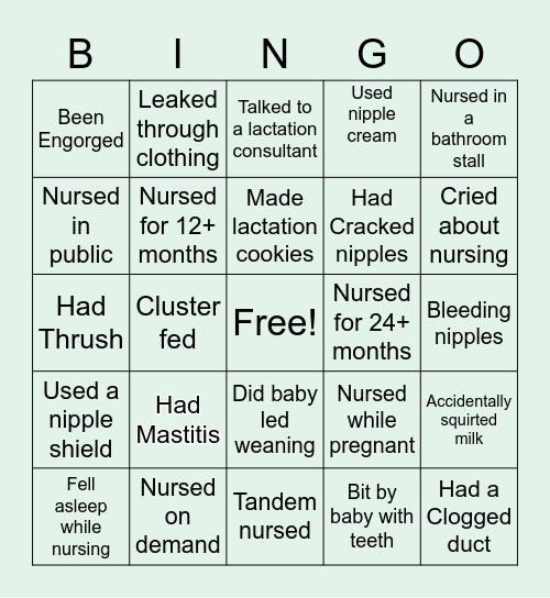 Nursing bingo Card