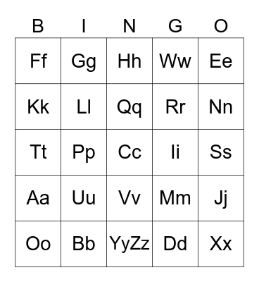 ABC BINGO Card