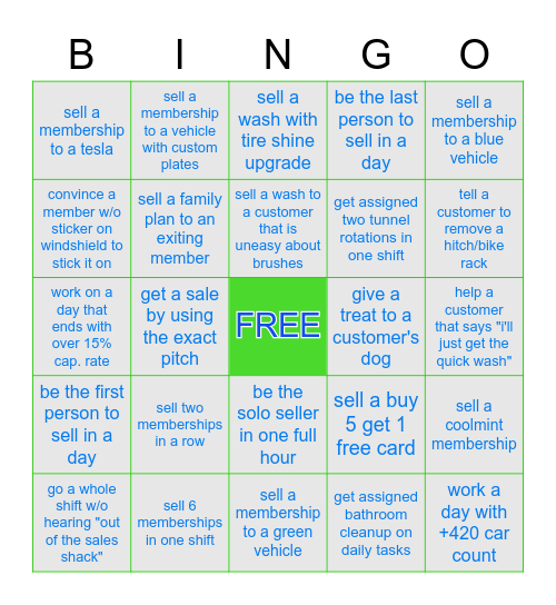 SALES BINGO Card