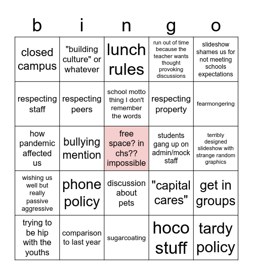 advisory bingo‼️ Bingo Card