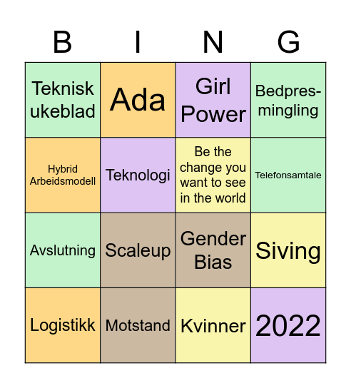 Ada-Dagene Bingo Card