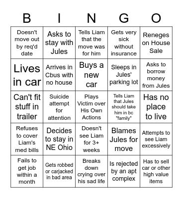 Erin's Garret Bingo card Bingo Card
