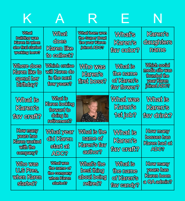 Happy Retirement Karen! Bingo Card