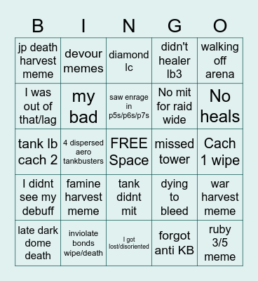 P5s/p6s/p7s PF BINGO Card