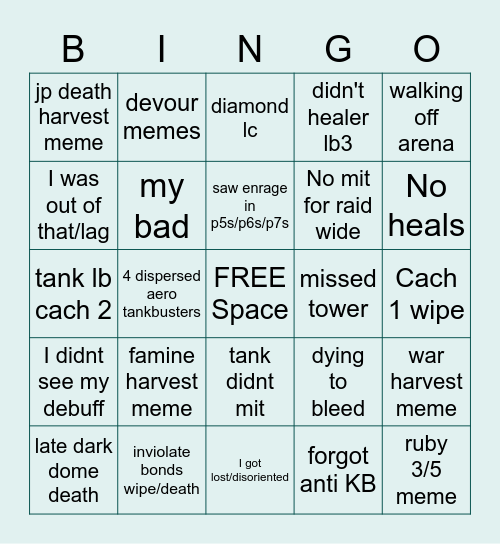 P5s/p6s/p7s PF BINGO Card