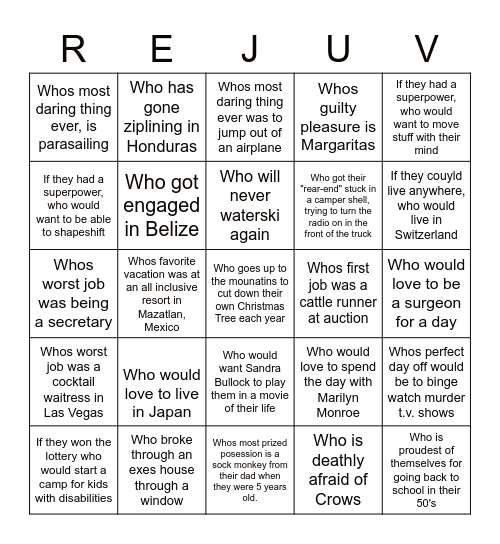 Get To Know You Bingo Card