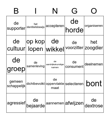 WOORDEN  Bingo Card