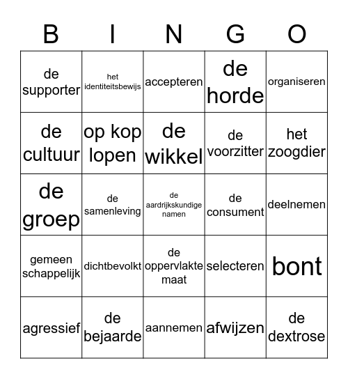 WOORDEN  Bingo Card