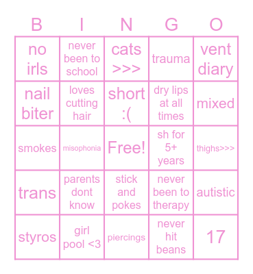 mishas bingo!! Bingo Card