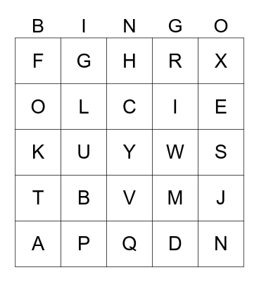 ALPHABET  BINGO Card