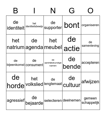 WOORDEN  Bingo Card