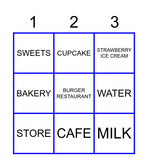 FOOD AND PLACES Bingo Card