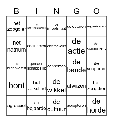 WOORDEN  Bingo Card