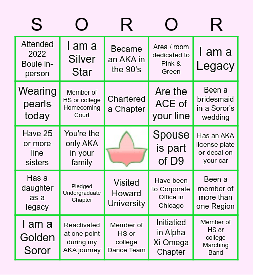 Getting to Know my Sorors Bingo Card