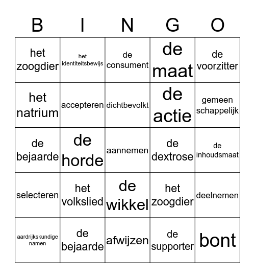 WOORDEN  Bingo Card