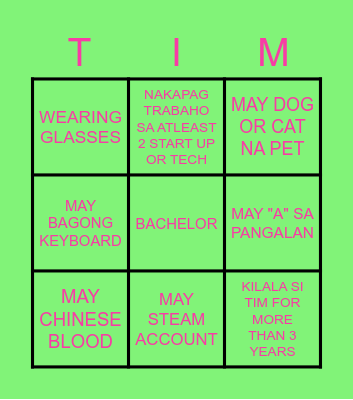 TIM- BINGO Card