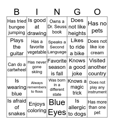 Get to Know Your Neighbor Bingo Card