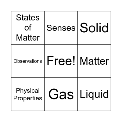 States of Matter Bingo! Bingo Card