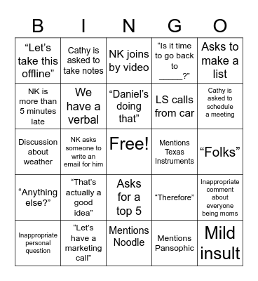 Accounts Bingo Card
