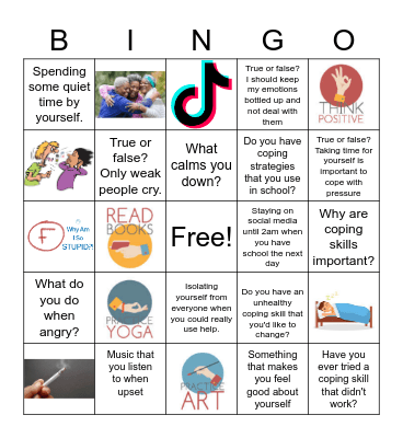 COPING SKILLS BINGO! :) Bingo Card