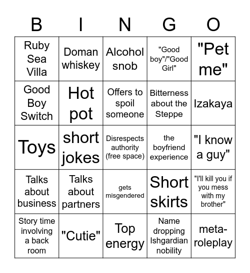 Elaith's in Public Again Bingo Card