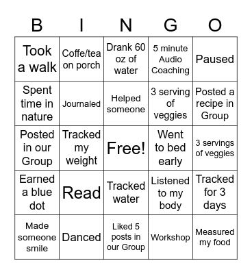 *COACH MICHELLE B'S BINGO* Bingo Card