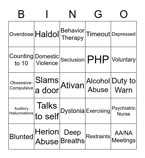 Psych Bingo Card