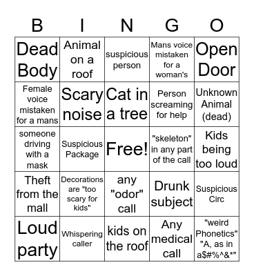 Halloween Bingo Card