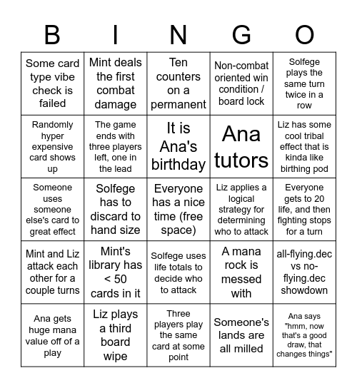 Kamigawa Week Bingo Card Bingo Card