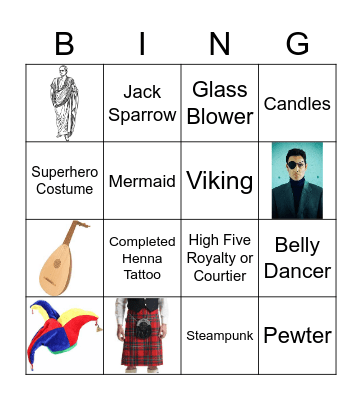 RENAISSANCE FAIR FUN! Bingo Card