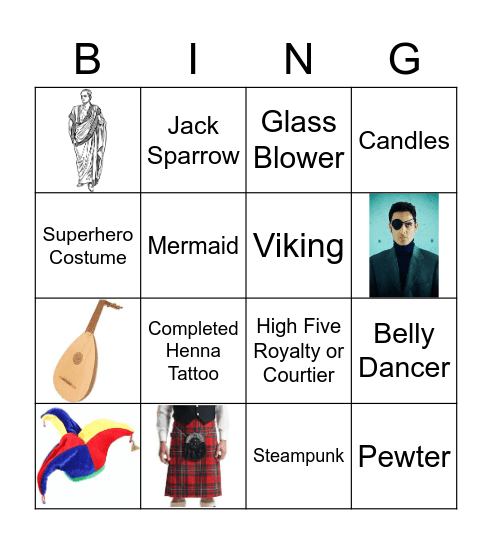 RENAISSANCE FAIR FUN! Bingo Card