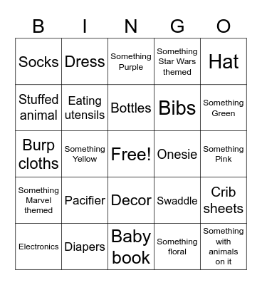 Baby Gift Bingo Card