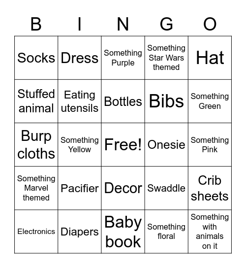 Baby Gift Bingo Card