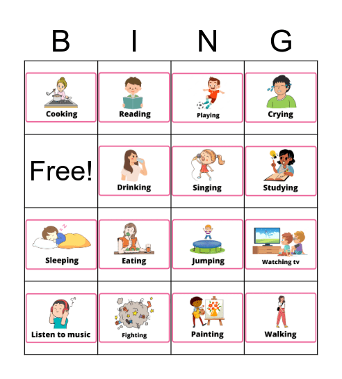 ACTION VERBS Bingo Card