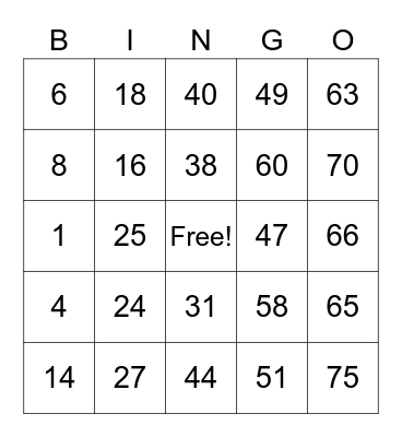 Lucky Aki Bingo Card