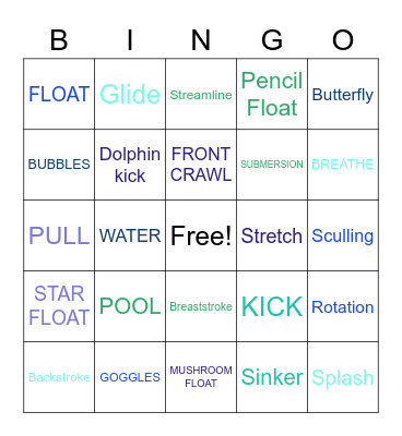 SWIMMING Bingo Card