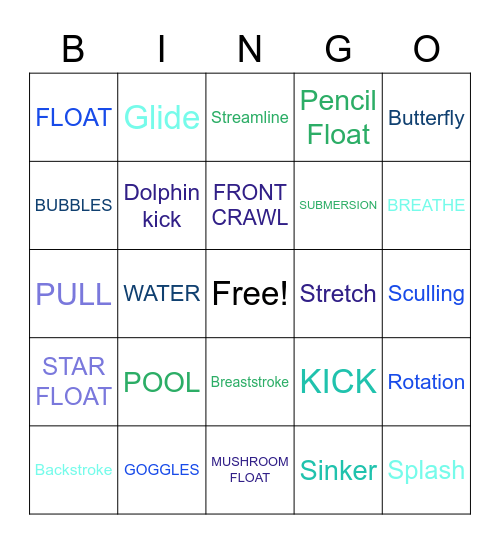 SWIMMING Bingo Card