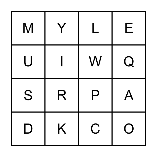 Alphabet Bingo Card