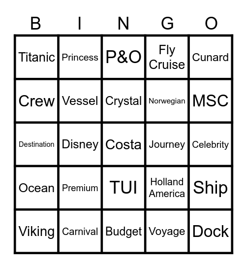 Cruise BINGO Card