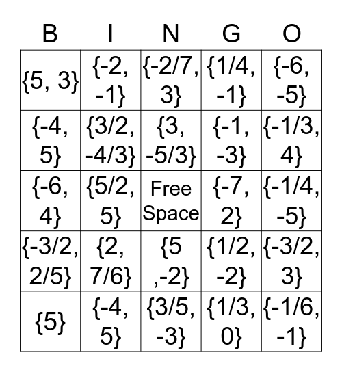 Solving Quadratics by Factoring Bingo Card