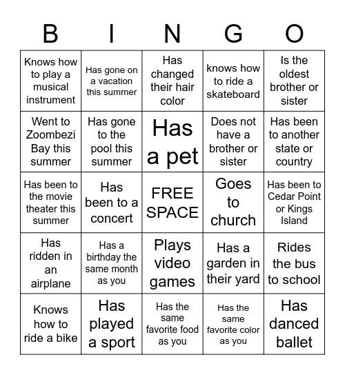 Social Skills  Bingo Card