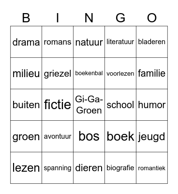 Kinderboekenweek 2022 Bingo Card