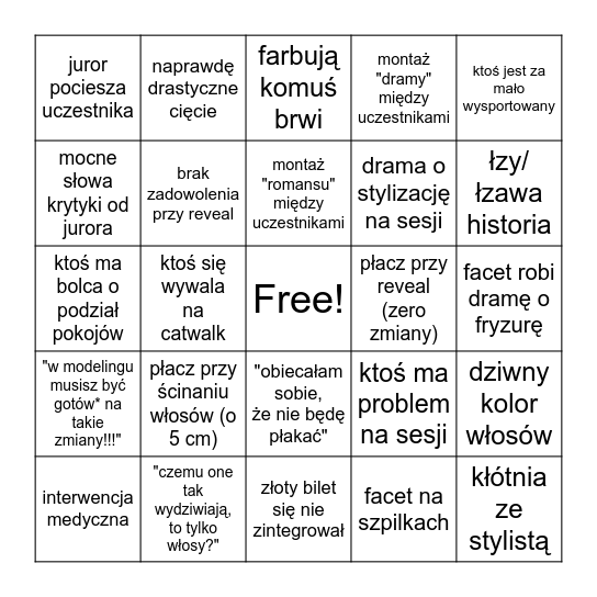 Metamorfozy Bingo Card