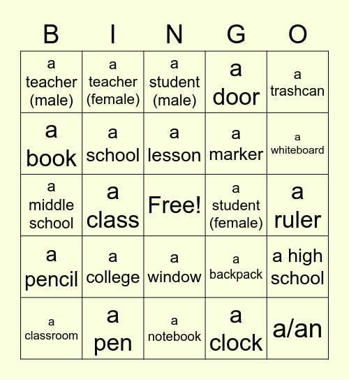 SCUOLA BINGO Card