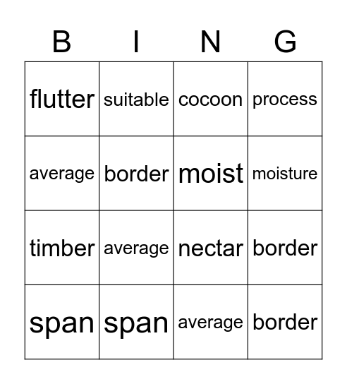 Wordly Wise 3_lesson_4 Bingo Card