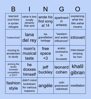 tamino interview bingo Card