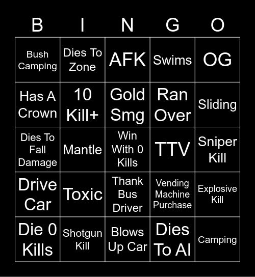 Fortnite Chapter 3 Bingo Card