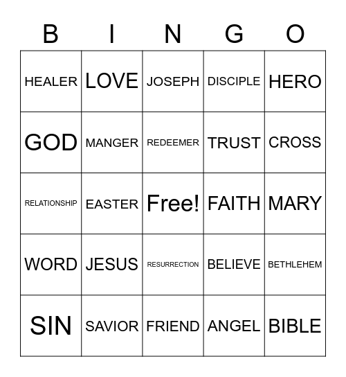 JESUS MY SAVIOR Bingo Card