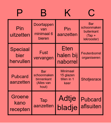 TapfeutenBingo Card