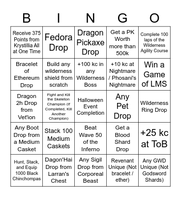 DadScape October Bingo Card